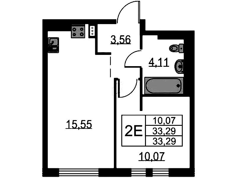 1-комнатная квартира 33.29 м², 11/12 эт., ЖК «Невская Долина»